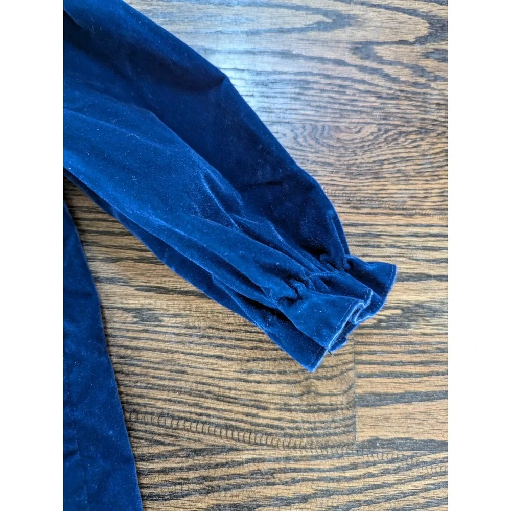 Girl's Vintage Blue Velour Velvet & Lace Made In USA Party Dress Size 4T